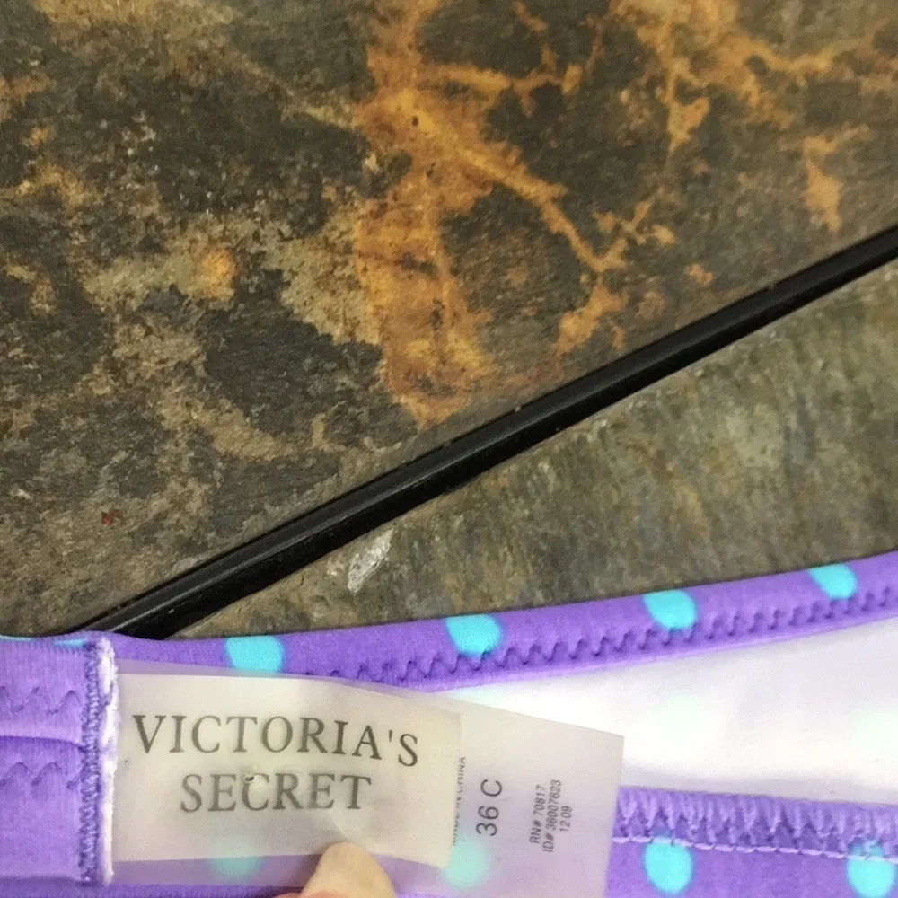 Victoria’s Secret purple blue polkadot bra/swim